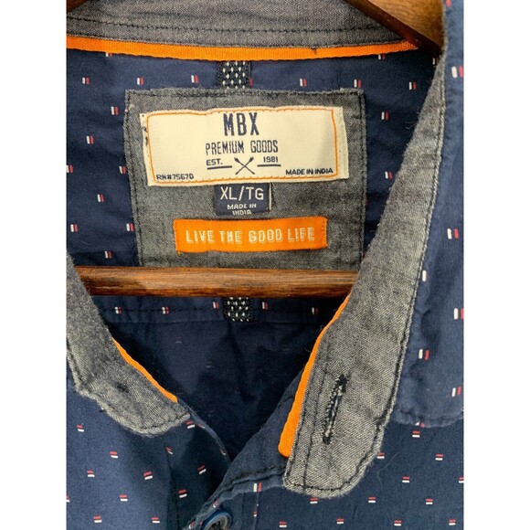 MBX Premium Goods XL/TG Red White Blue Short Sleeve Button Up Shirt 4th of July - Picture 2 of 8